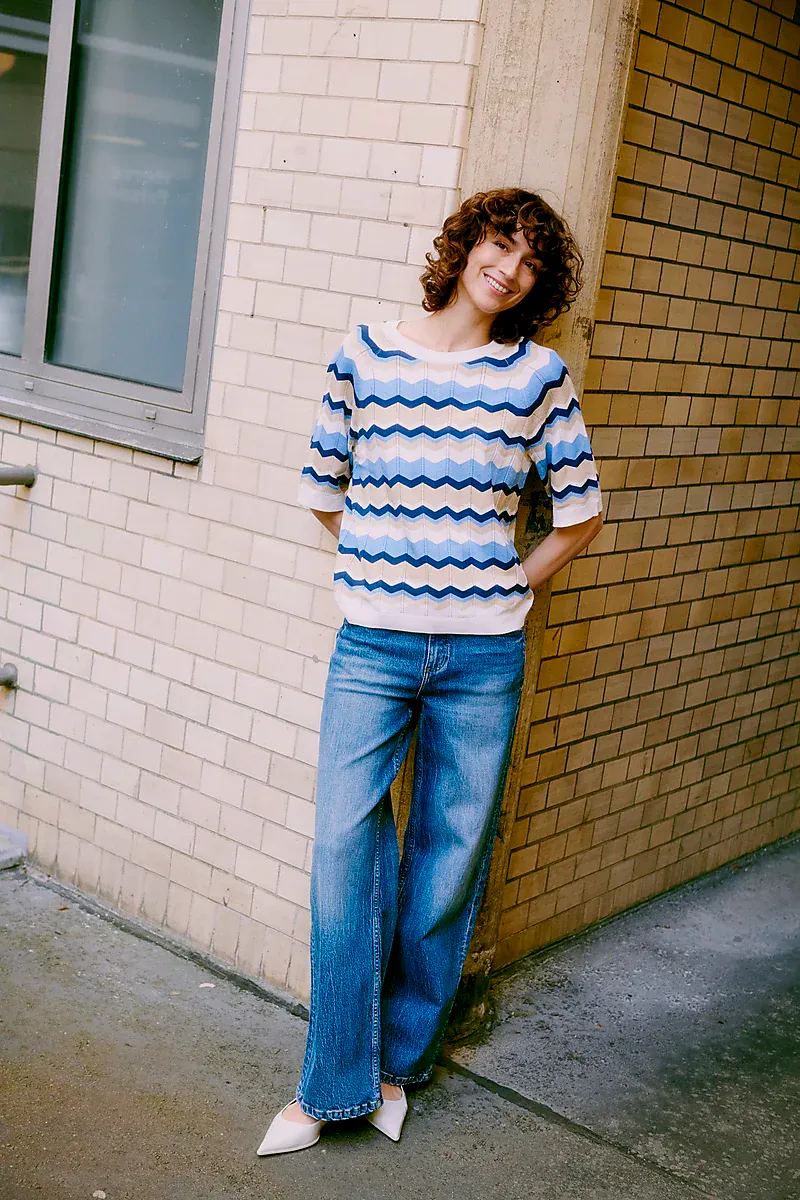 B.YOUNG - Mmorla Pointelle T-shirt Della Robbia Blue