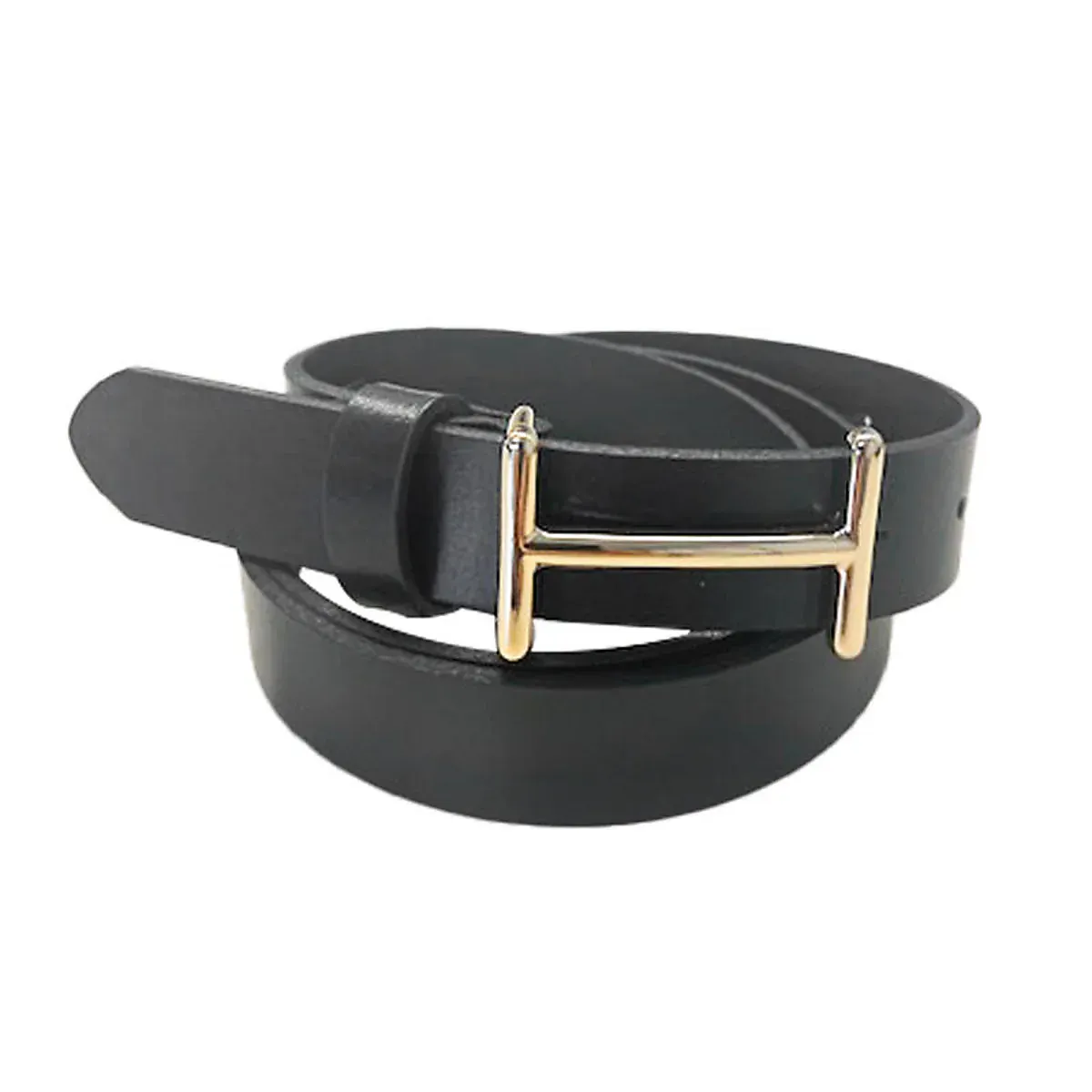 Sort Skinnbelte med H-spenne 2,5cm