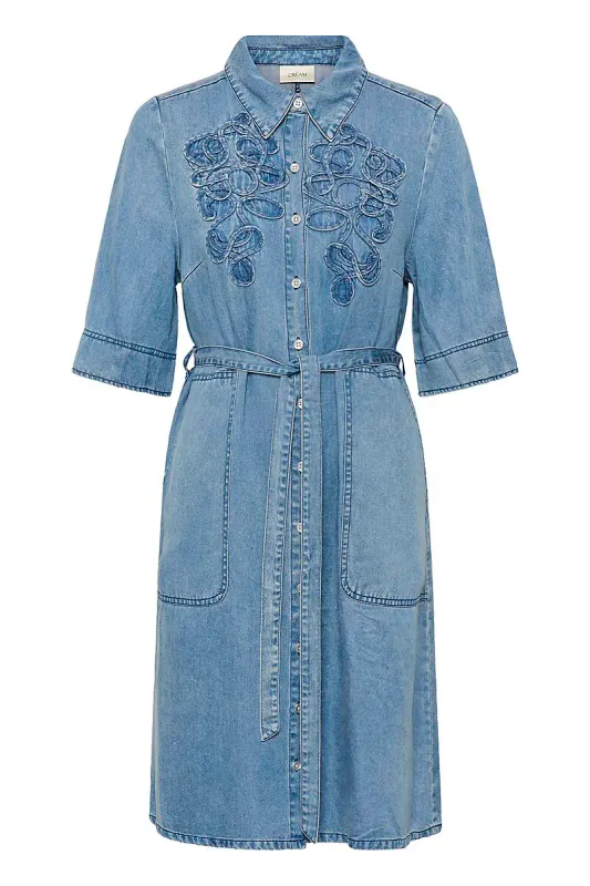 CREAM - Bella Dress Seattle Mid Blue Denim