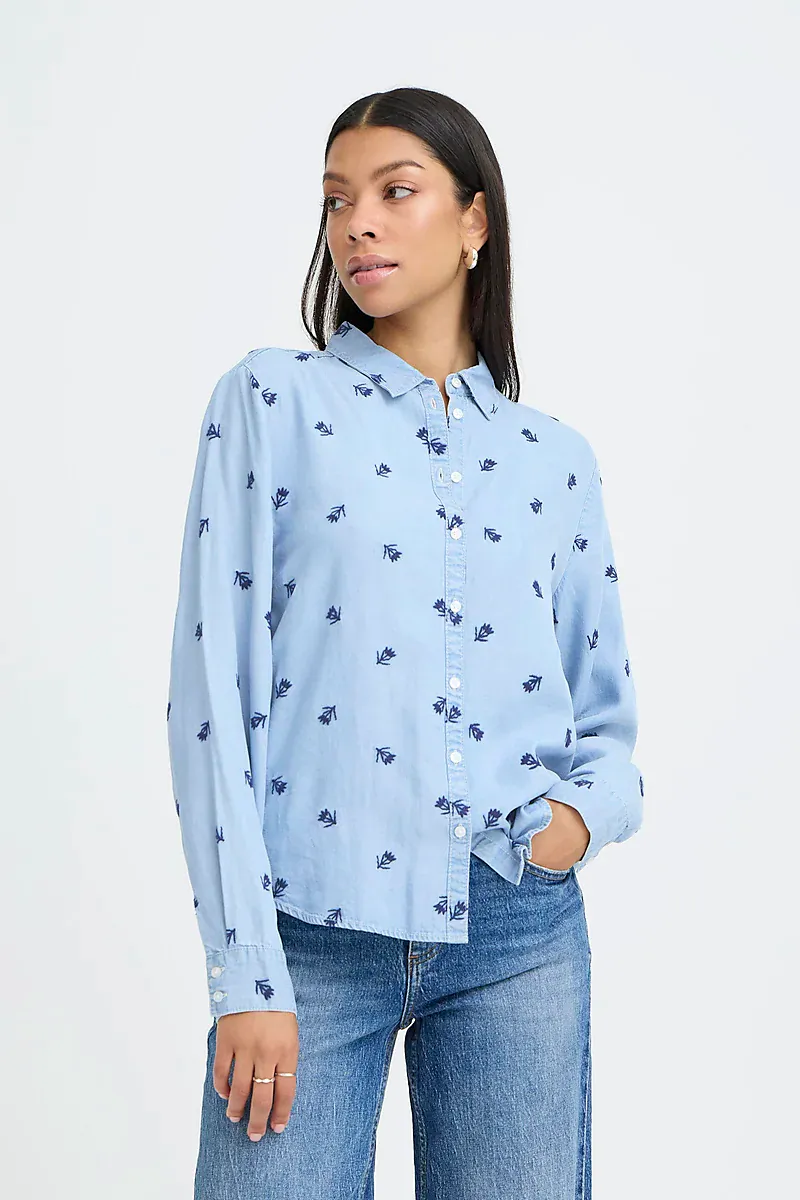 B.YOUNG - Kosmo Boho Emb Shirt Light Blue Denim