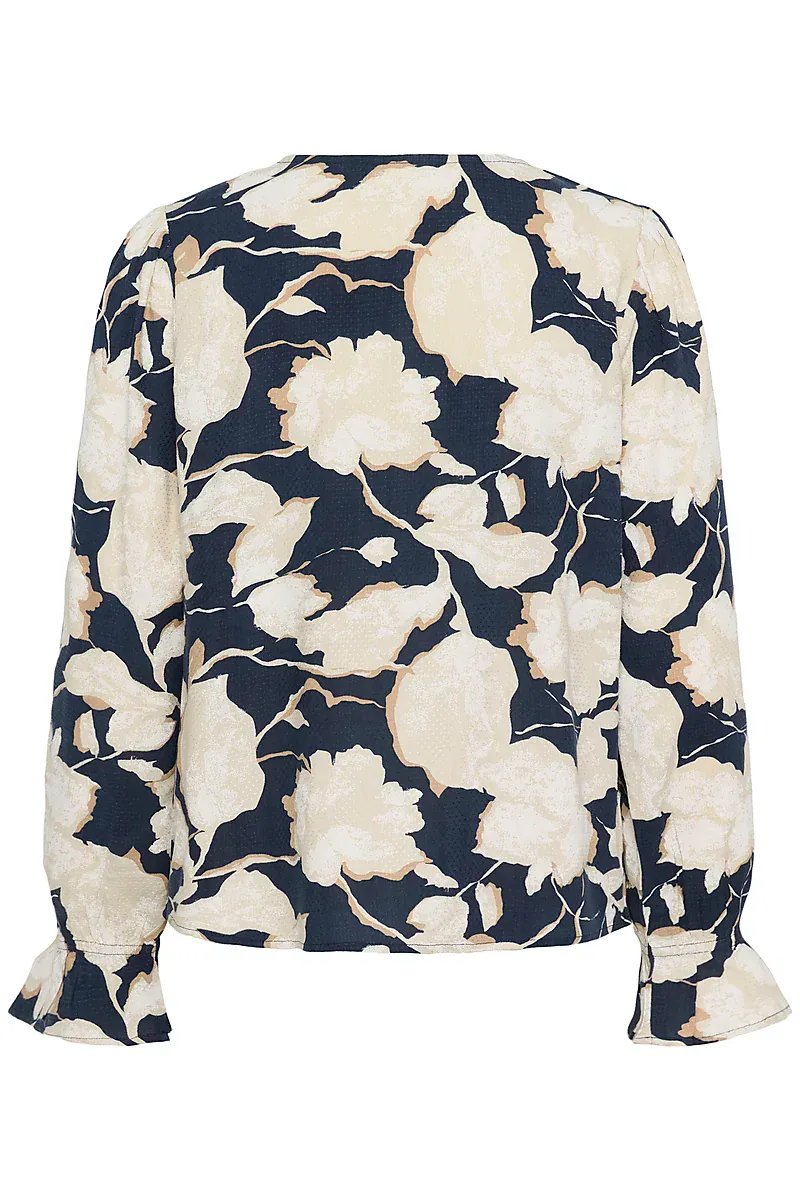 CREAM - Claire Blouse Navy Flower Print