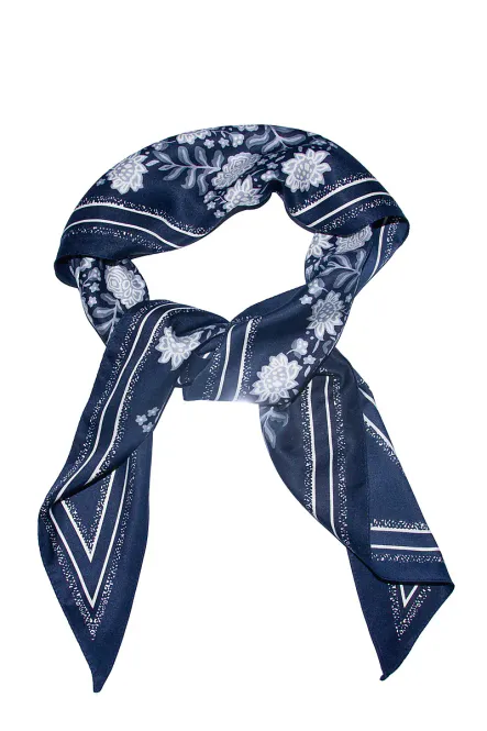 Hovedbilde Skjerf Triangel Blå m Blomster