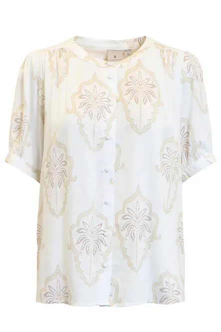 Hovedbilde B.COPENHAGEN - Hvit Bluse med Beige Print
