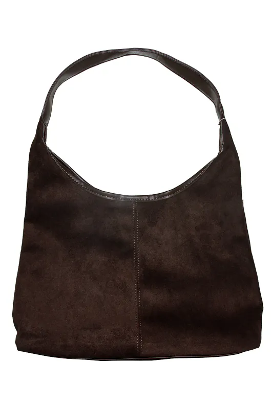 Veske Stor Velvet Look Brun